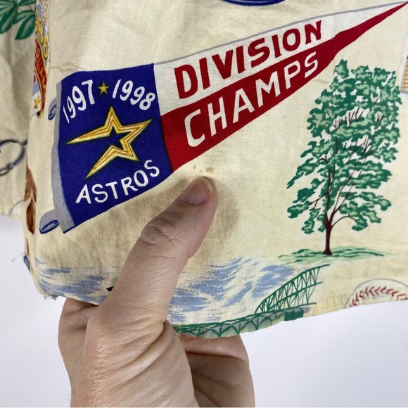 Vintage Reyn Spooner 1999 Houston Astros Short Sleeve Camp Shirt XL Cream Yellow - Picture 10 of 11